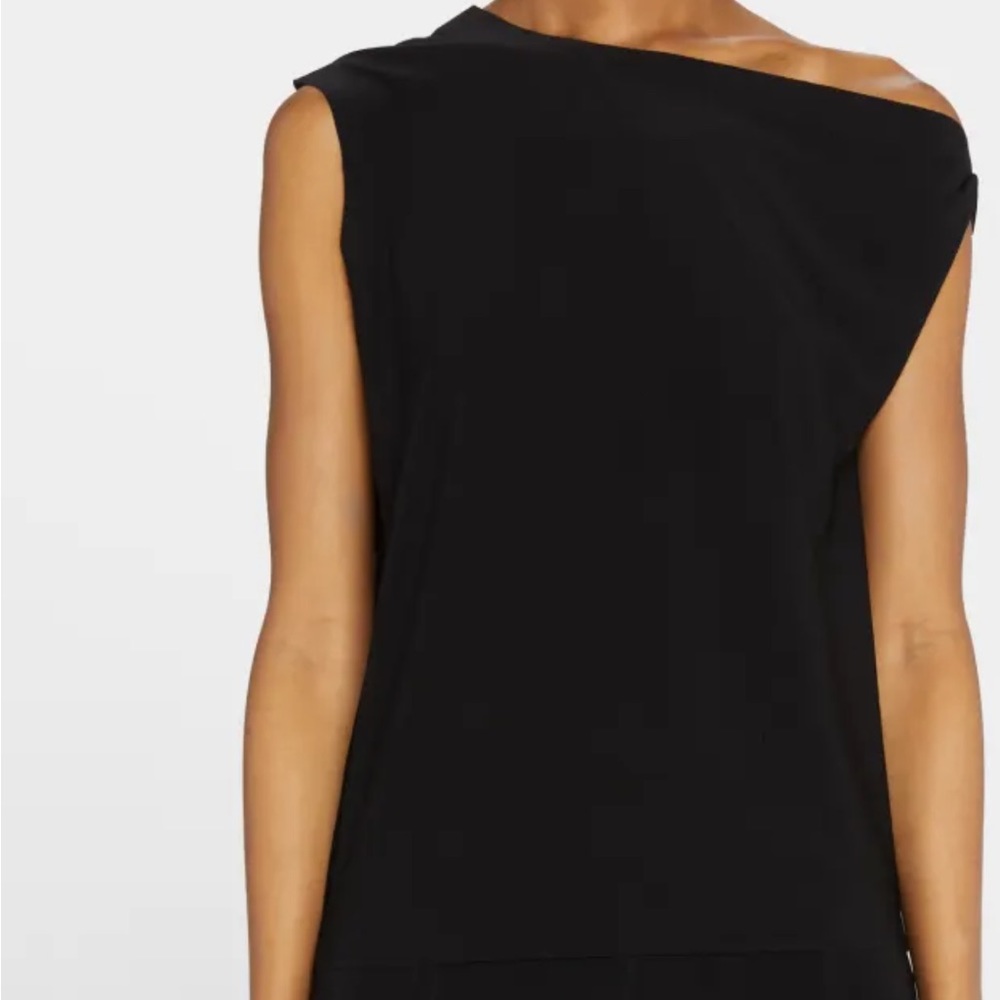 Black slinky off the shoulder blouse